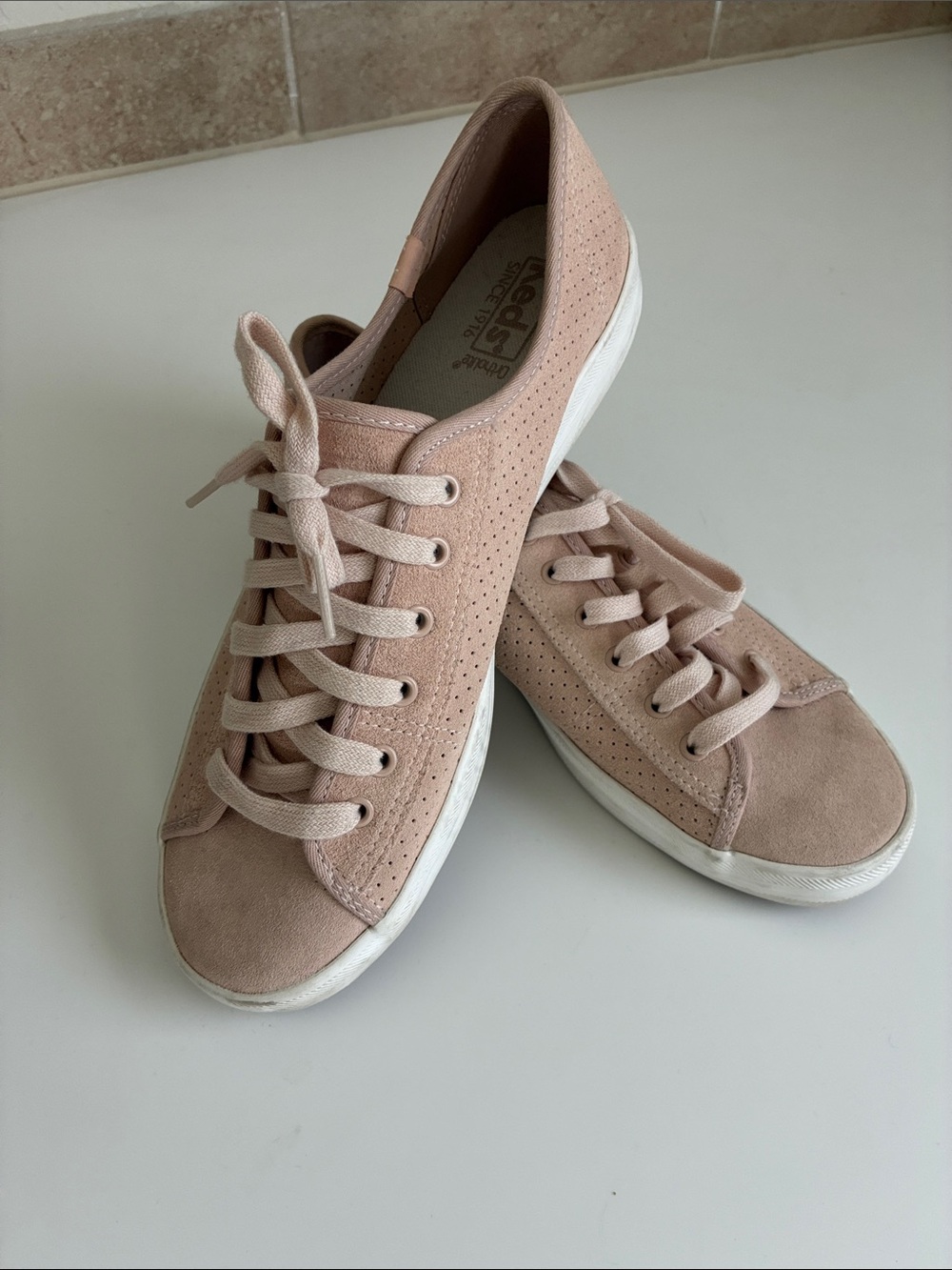 Keds Women’s Blush Pink Suede Lace-Up Sneakers